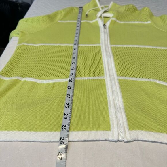 Chico’s Zenergy Womens Lime Green Lissa Mesh Knit Sweater Jacket XL Athleisure - Picture 8 of 10